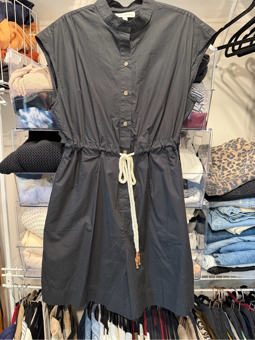 NWOT Banana Republic Romper in Black Sleeveless Drawstring waist